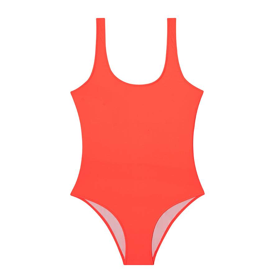 Neon red swimsuit on sale